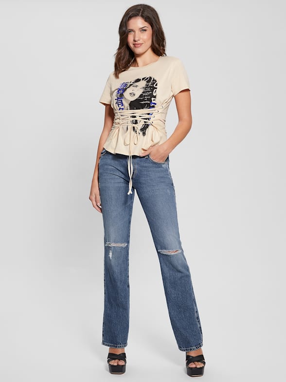 Guess striped hot sale top womens
