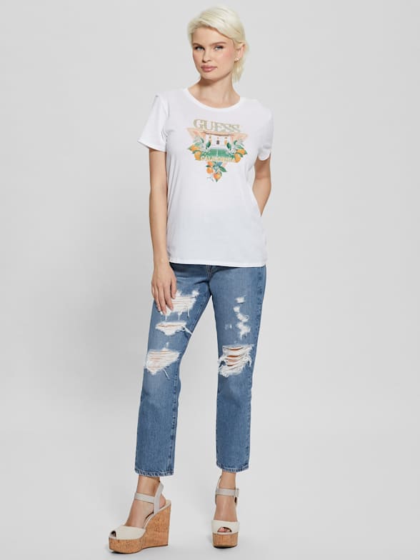 Guess striped hot sale top womens