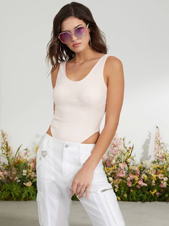 2022 Fashion White Long Sleeve Tops Sexy Bodysuits For Women Body