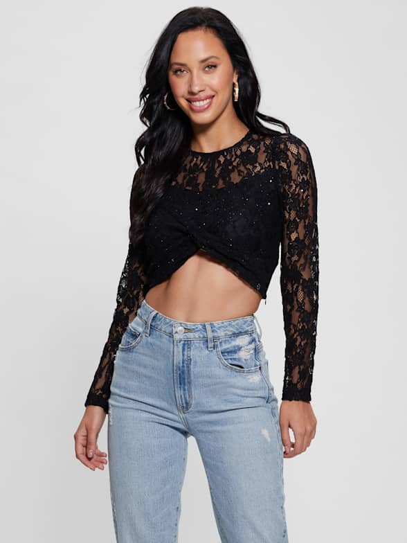 Start Highs Women Sexy, Tops for Girls Stylish, Net Blouse Crop Floral Crop  Top Style Lace