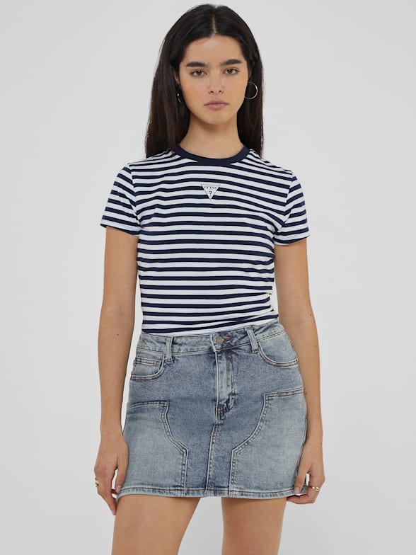 Guess striped tee womens shop