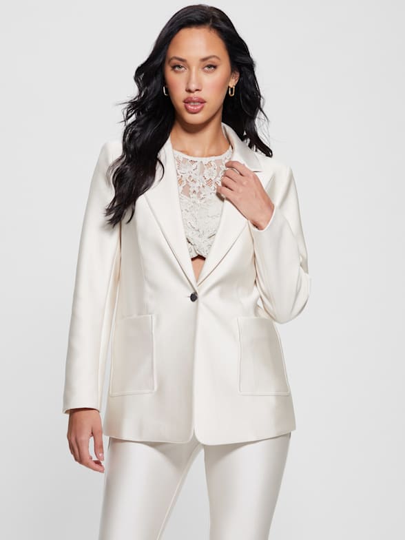 women's white blue: Women's Jackets & Blazers