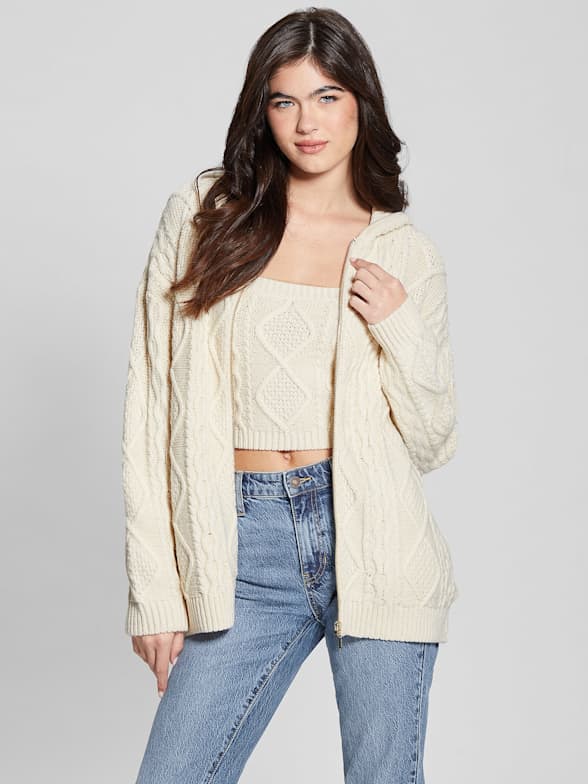 Petite Khaki Open Stitch Tie Front Crop Cardigan