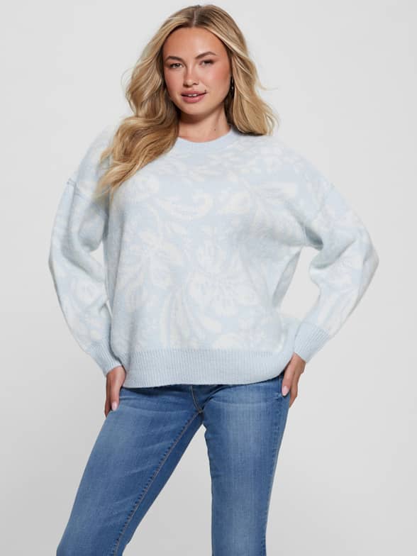 GUESS Long Sleeve Striped Lace Top, $69, GUESS