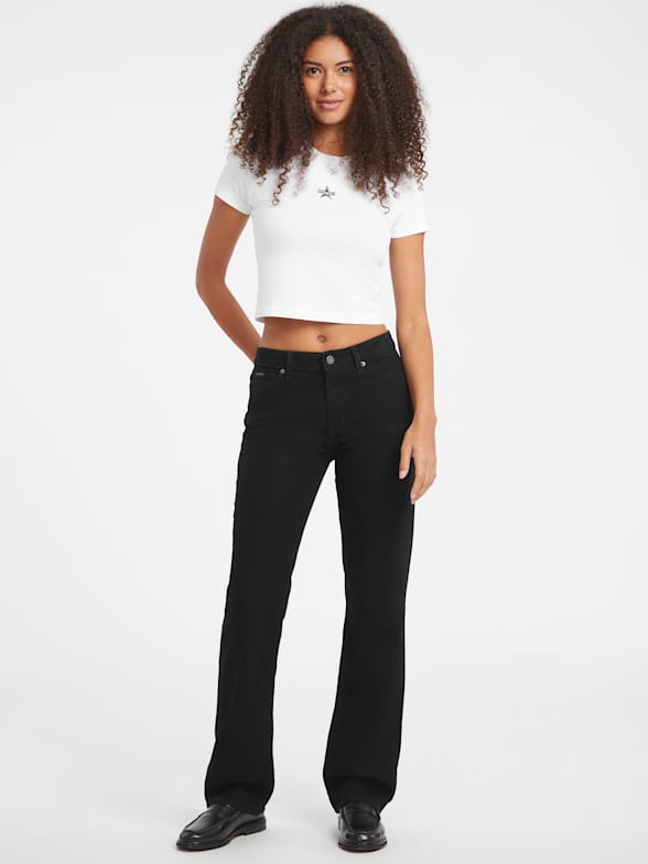 ★★Guess★★ Women's Black Flare Bust Cut YM1D3077 Black Jeans for Women & Women's Black Denim | GUESS