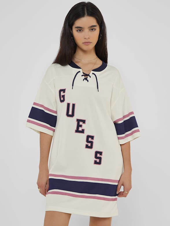 Guess logo t shirt dress clearance