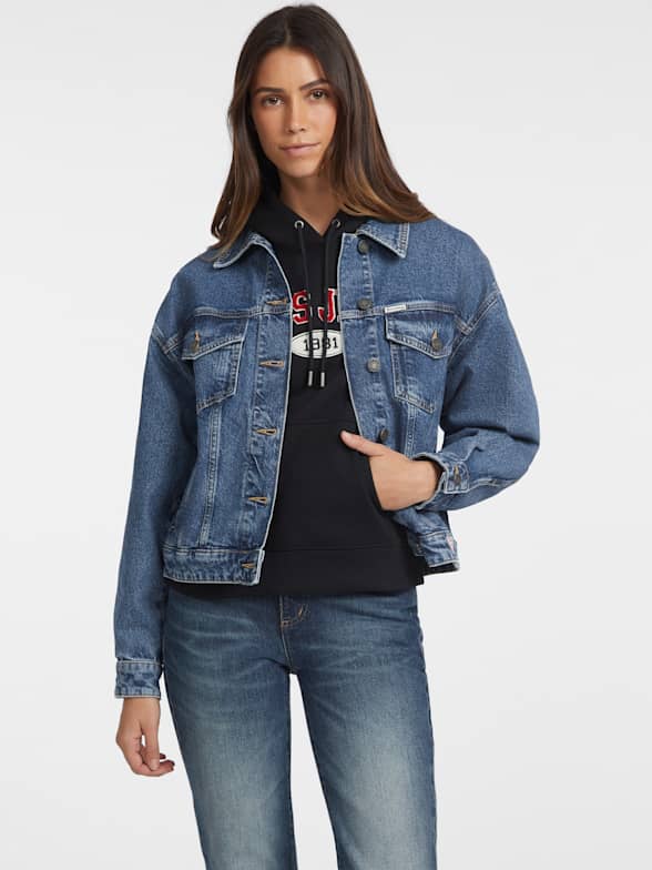Guess denim peplum jacket outlet