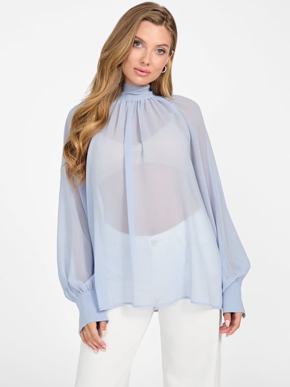 売れ筋商品|||ゲス シャツ レディース トップス REGULAR FIT - Button-down blouse - himmelblau GUESS Originals Authentic Denim Shirt シャツ ブラウス