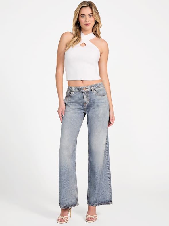 パンツ Guess usa low rise wide leg denim low-rise wide leg denim | GUESS