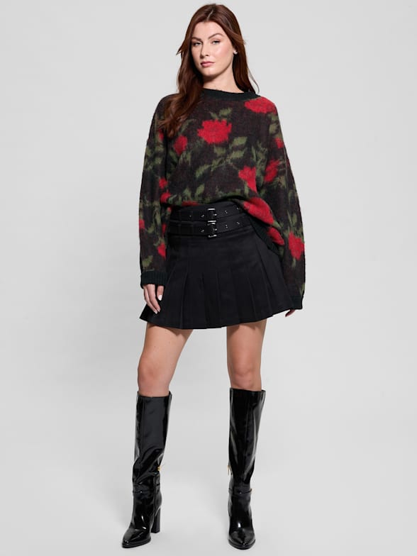 Guess red leather skirt shop