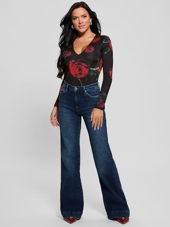 Bodysuits Lace Off the Shoulder Mesh GUESS