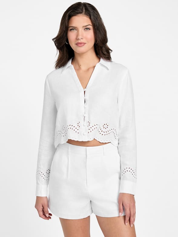 売れ筋商品|||ゲス シャツ レディース トップス MIMI WRAP - Button-down blouse - pure white シャツ/ブラウス | GUESS(ゲス) JAPAN 公式オンラインストア