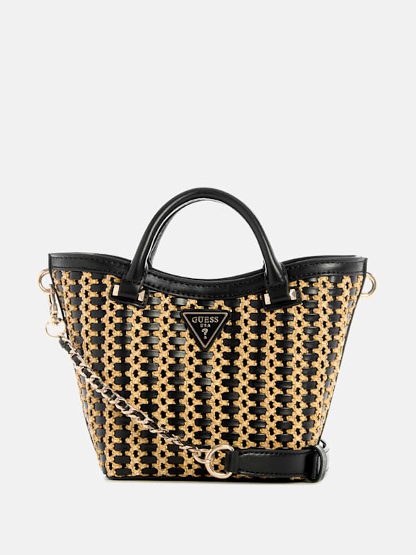 GUESS U.S.A ブラック ミニ クラックル バッグ クラック加工
