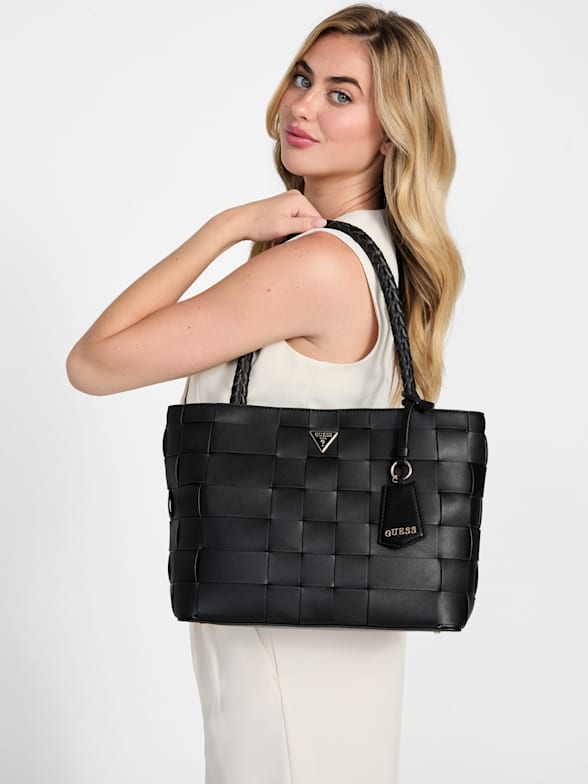 ショルダーバッグ・ポシェット Guess SILVANA herringbone raffia mini tote bag HO1A3A72 Guess Silvana Mini Woven Handbag Multi | Cilento Designer Wear