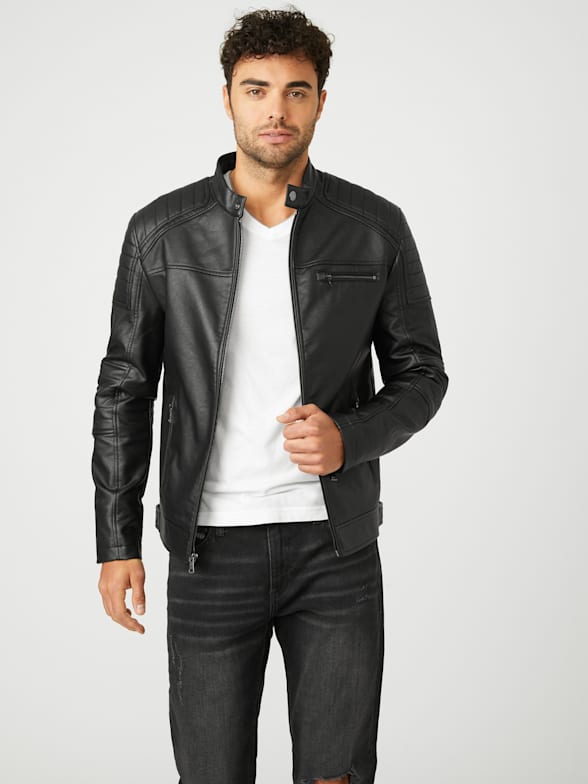 Guess moto jacket men's top
