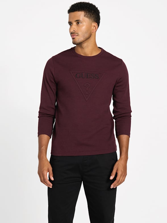GUESS Men's Garrett Long Sleeve Crew Neck Shirt In Faux Suede - Regular Fit - View #2