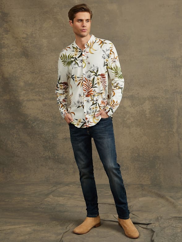Mens Floral Printed Shirt Long Sleeve Fancy Rose Flower Print Casual Button  Down Shirts for Men Mens Floral Shirt Casual Button Down Long Sleeve Flower  Printed Shirt Men's Funky Printed Shirt 
