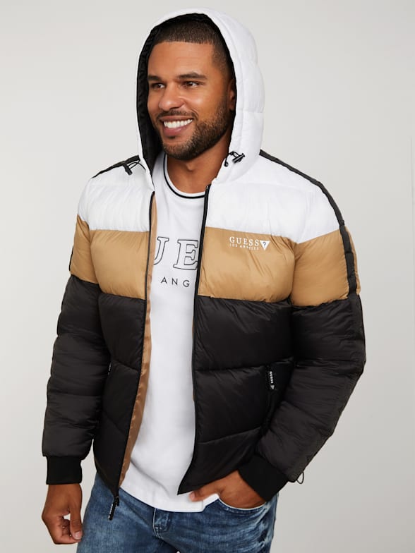 Guess men's reversible puffer jacket deals