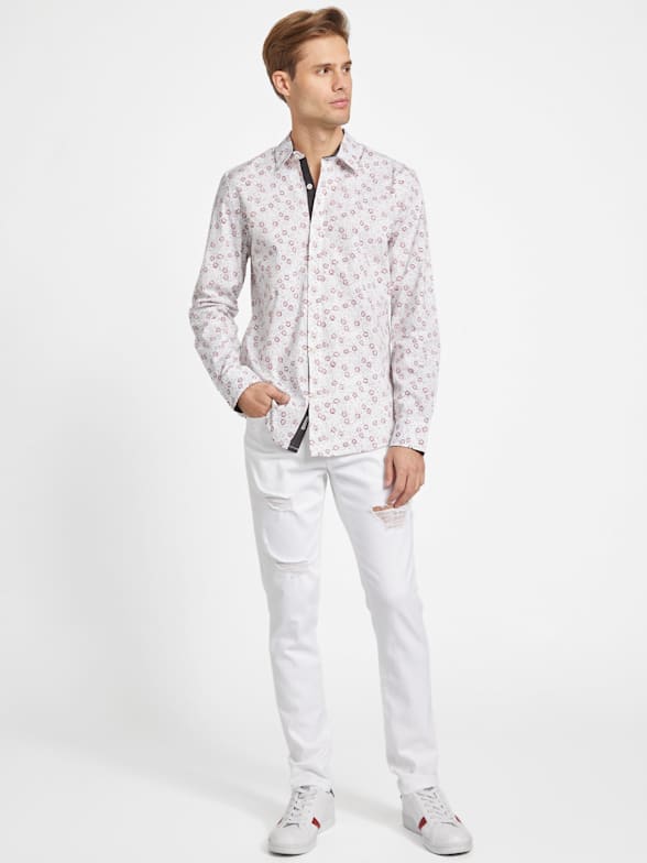 Mens guess long sleeve shirt 2025