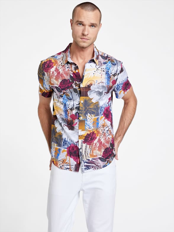 Men s Short Sleeve Button Down Shirts GUESS Factory