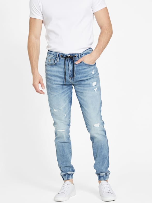 Denim moto joggers sale
