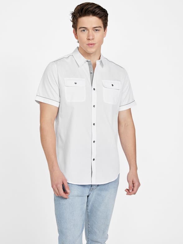 Guess button down outlet
