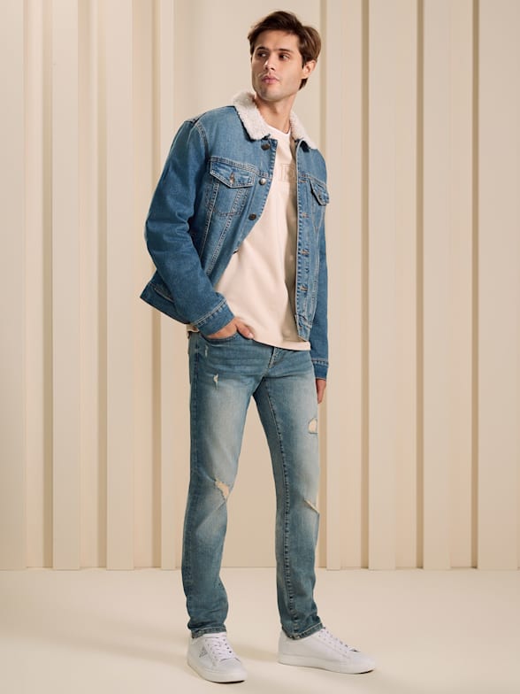 Men s Denim Jackets Pants and More Styles GUESS Factory