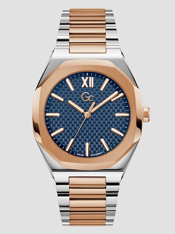 Guess men's blue and rose gold watch sale