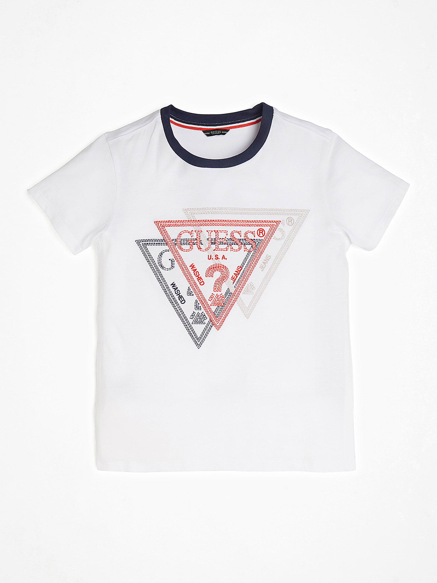 white guess logo t shirt