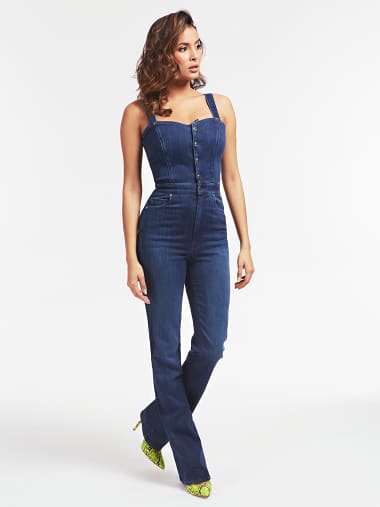 guess denim bodycon jumpsuit