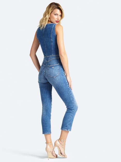 denim capri jumpsuit