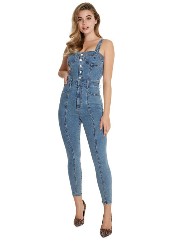 guess lola denim jumpsuit
