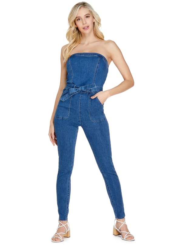 guess lola denim jumpsuit