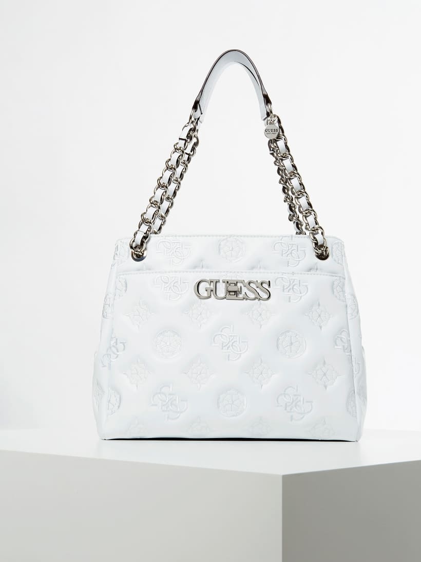 guess white shoulder bag