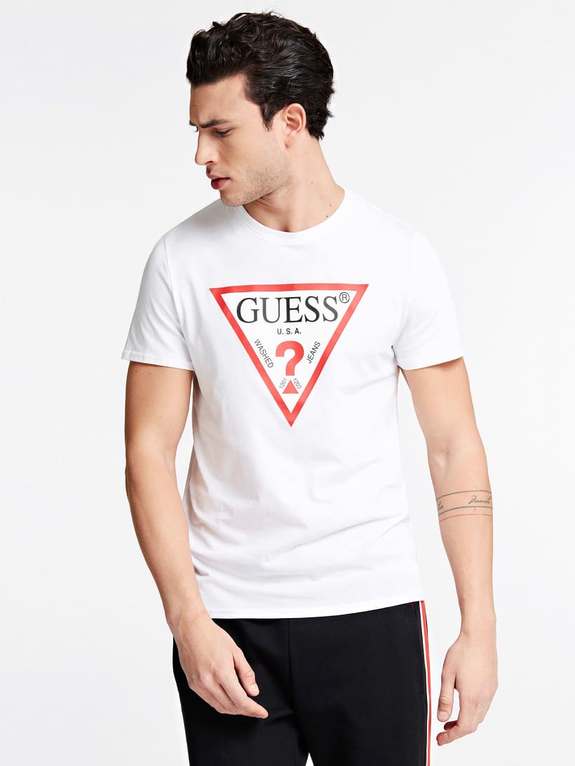 guess triangle logo t shirt