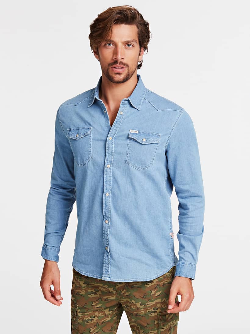 guess slim fit denim shirt