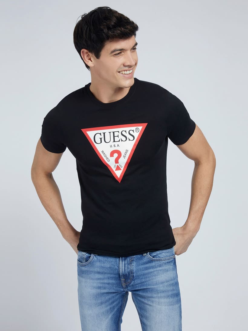 guess triangle logo t shirt
