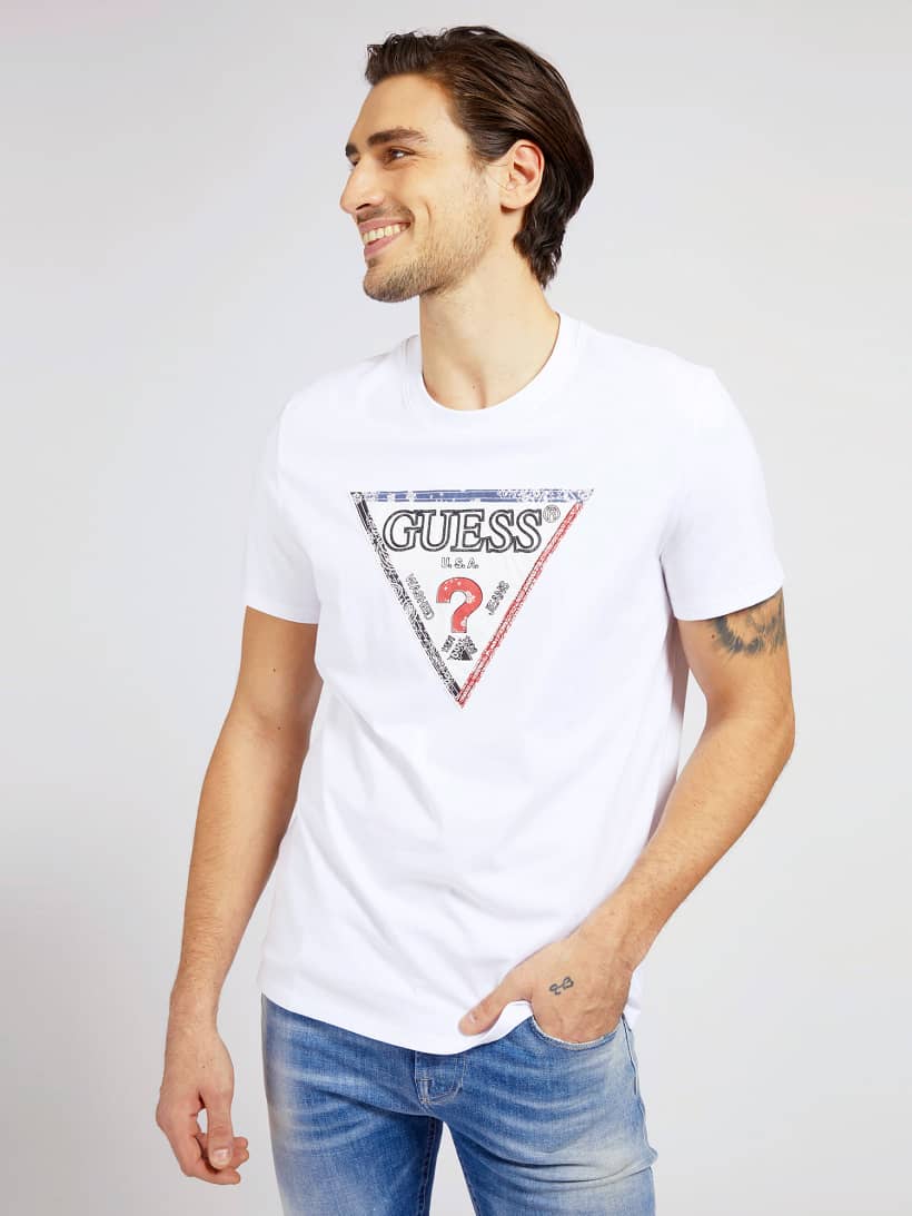 guess triangle logo t shirt