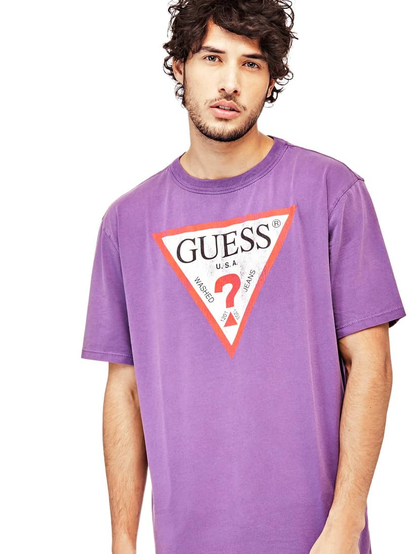 Guess purple t shirt Clearance