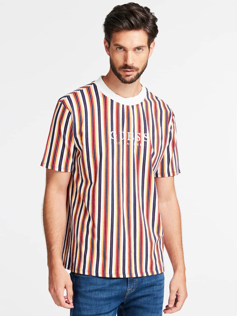 guess stripe motif t shirt