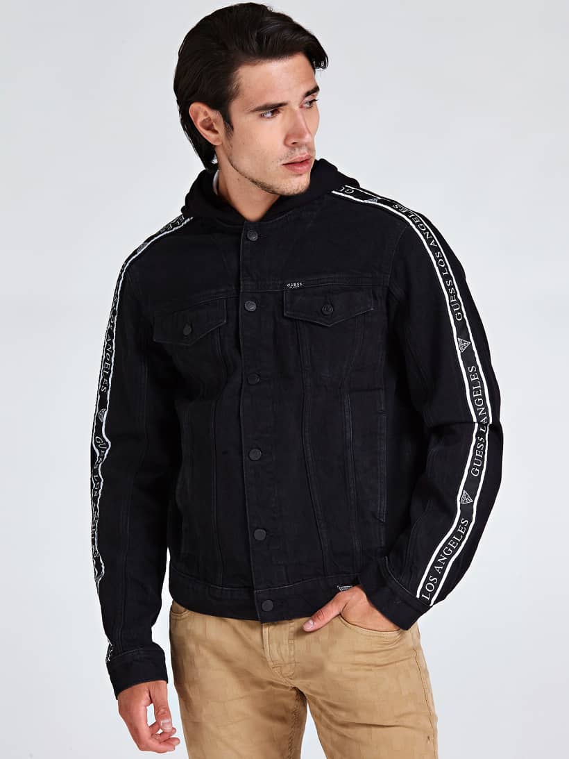 guess hooded logo windbreaker