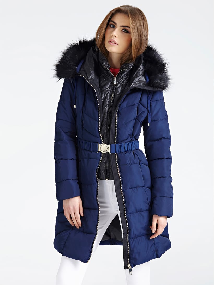 guess long down jacket with hood