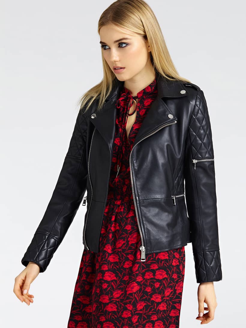 biker jacket guess