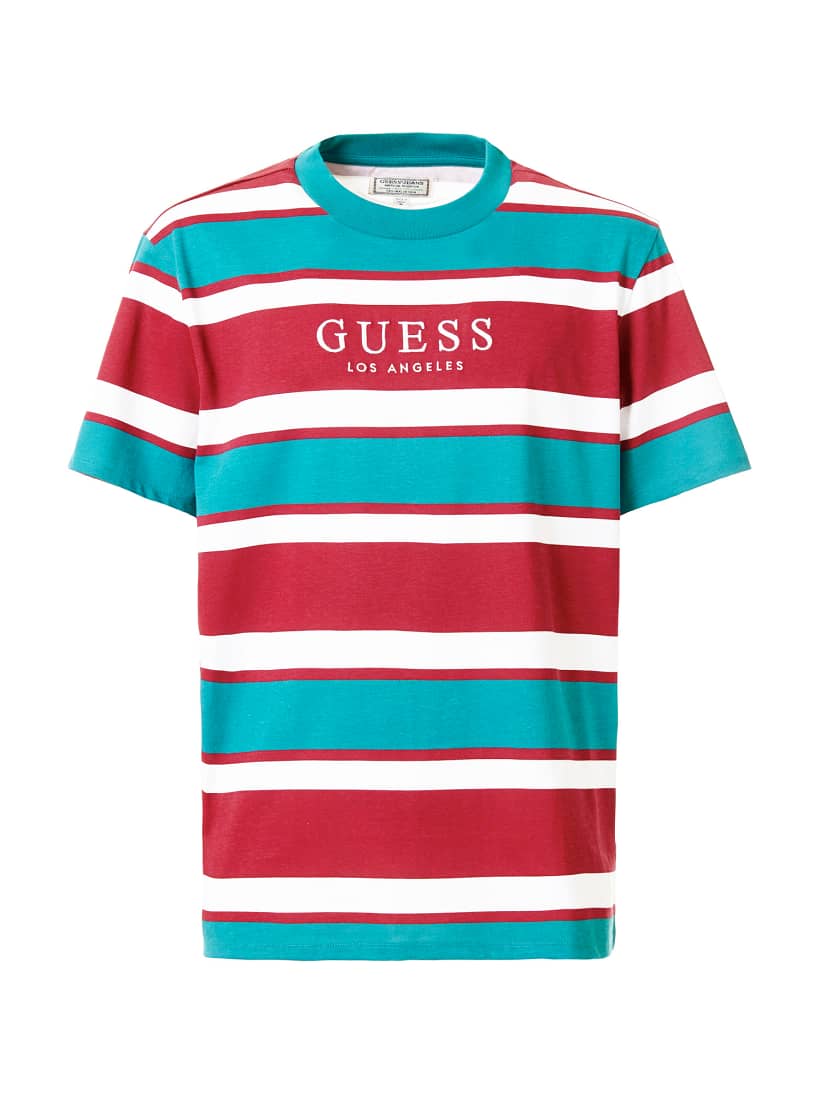 T Shirt Motivo A Righe Logo Guess Eu