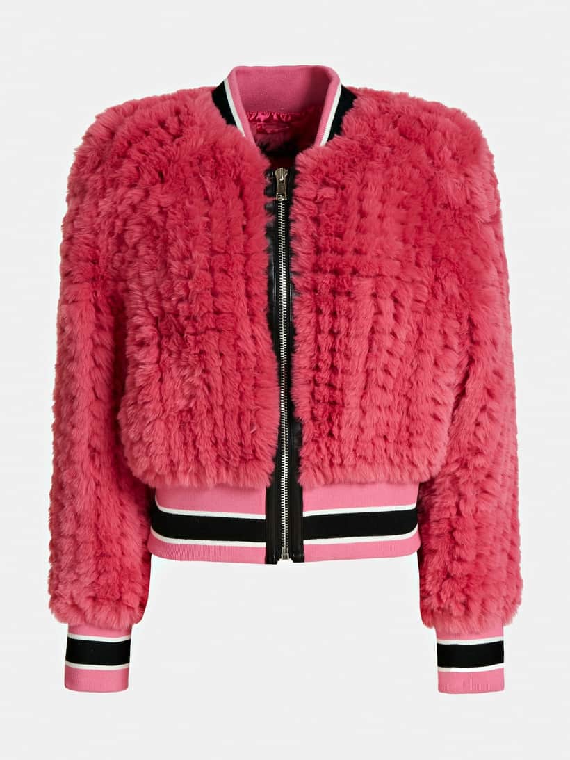 guess faux fur bomber jacket